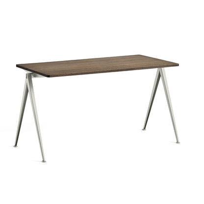 Pyramid Table 01 by HAY - Length: 140 cm / Width: 65 cm / Smoked Solid Oak / Beige Frame 