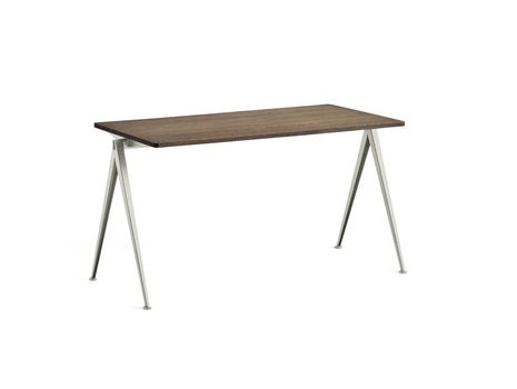 Pyramid Table 01 by HAY - Length: 140 cm / Width: 65 cm / Smoked Solid Oak / Beige Frame 