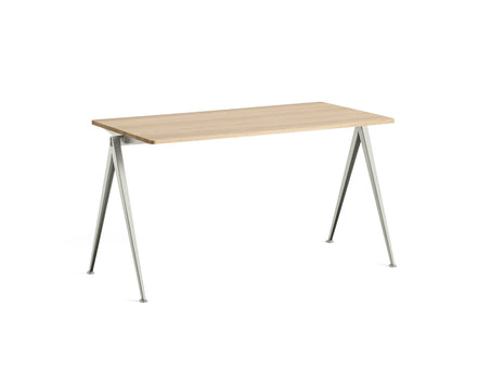 Pyramid Table 01 by HAY - Length: 140 cm / Width: 65 cm / Matt Lacquered Oak / Beige Frame