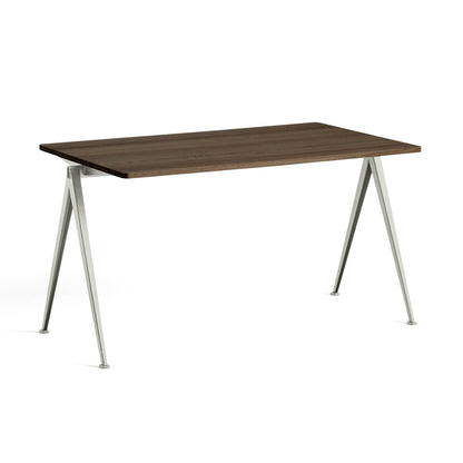 Pyramid Table 01 by HAY - Length: 140 cm / Width: 75 cm / Smoked Solid Oak / Beige Frame