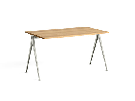 Pyramid Table 01 by HAY - Length: 140 cm / Width: 75 cm / Clear Lacquered Oak / Beige Frame