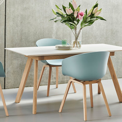CPH30 Extendable Dining Table by HAY - Off White Linoleum Tabletop with Lacquered Oak Base