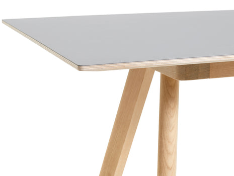 CPH30 Extendable Dining Table by HAY - Grey Linoleum Tabletop with Black Lacquered Oak Base