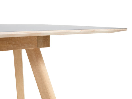 CPH30 Extendable Dining Table by HAY - Grey Linoleum Tabletop with Black Lacquered Oak Base
