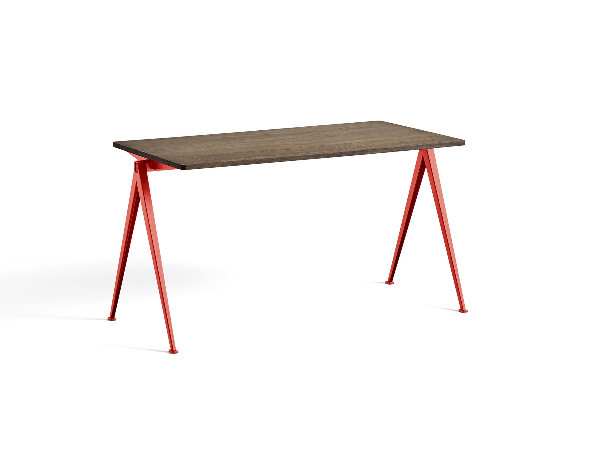 Pyramid Table 01 by HAY - Length: 140 cm / Width: 65 cm / Smoked Solid Oak / Tomato Red Frame