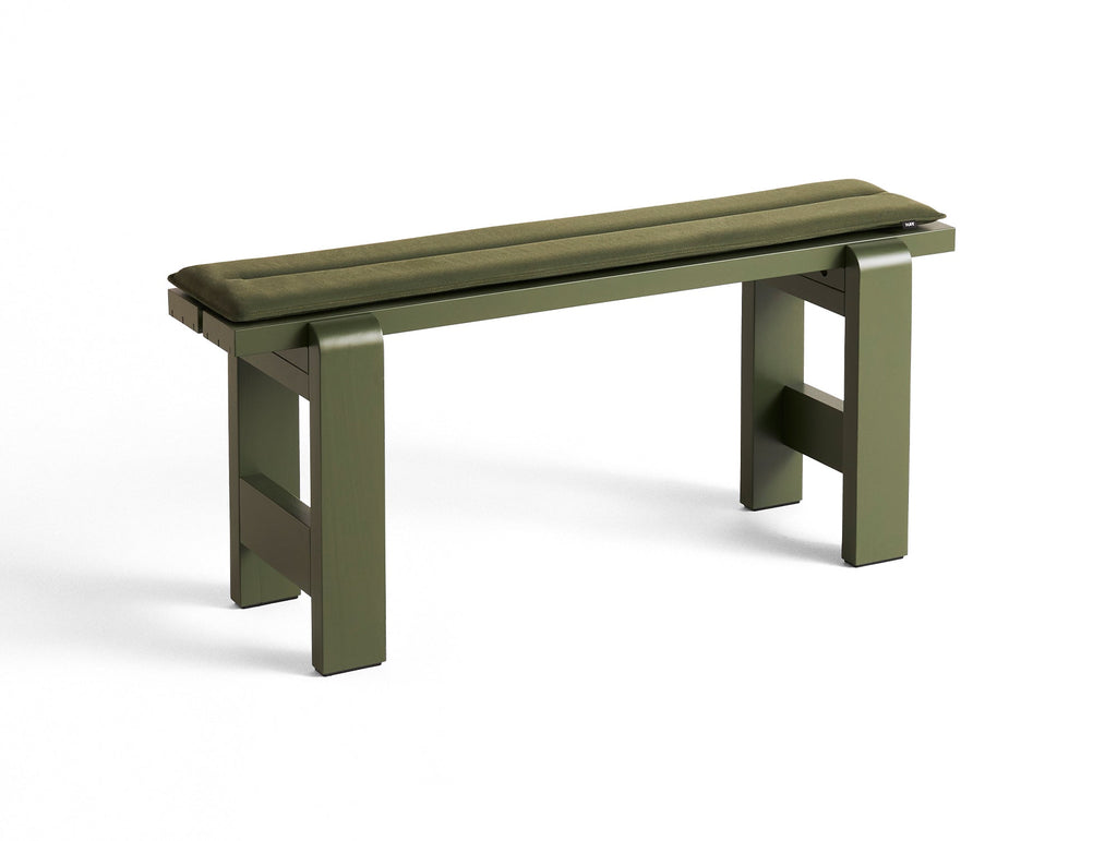Weekday Bench with Cushion by HAY - Length: 111 cm / Olive Lacquered Pinewood with Olive Cushion