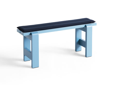 Weekday Bench with Cushion by HAY - Length: 111 cm / Azure Blue Lacquered Pinewood