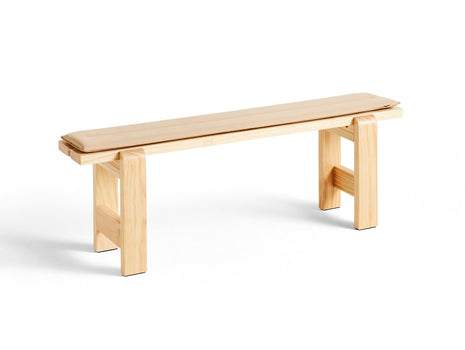 Weekday Bench with Cushion by HAY - Length: 140 cm / Lacquered Pinewood with Beige Cushion