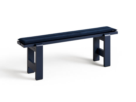 Weekday Bench with Cushion by HAY - Length: 140 cm / Steel Blue Lacquered Pinewood