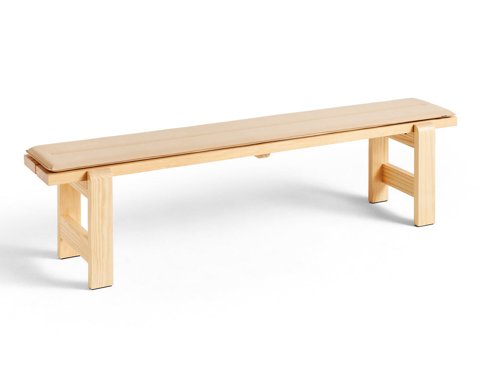 Weekday Bench with Cushion by HAY - Length: 190 cm / Lacquered Pinewood with Beige Cushion