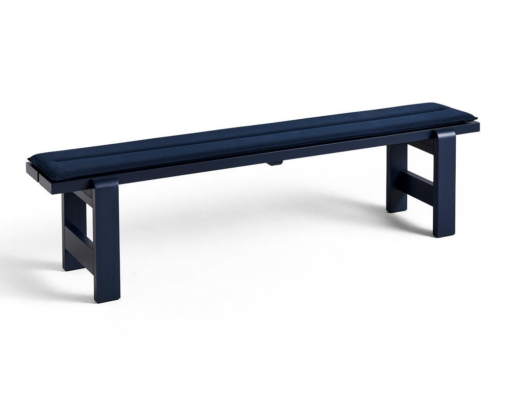 Weekday Bench with Cushion by HAY - Length: 190 cm / Steel Blue Lacquered Pinewood