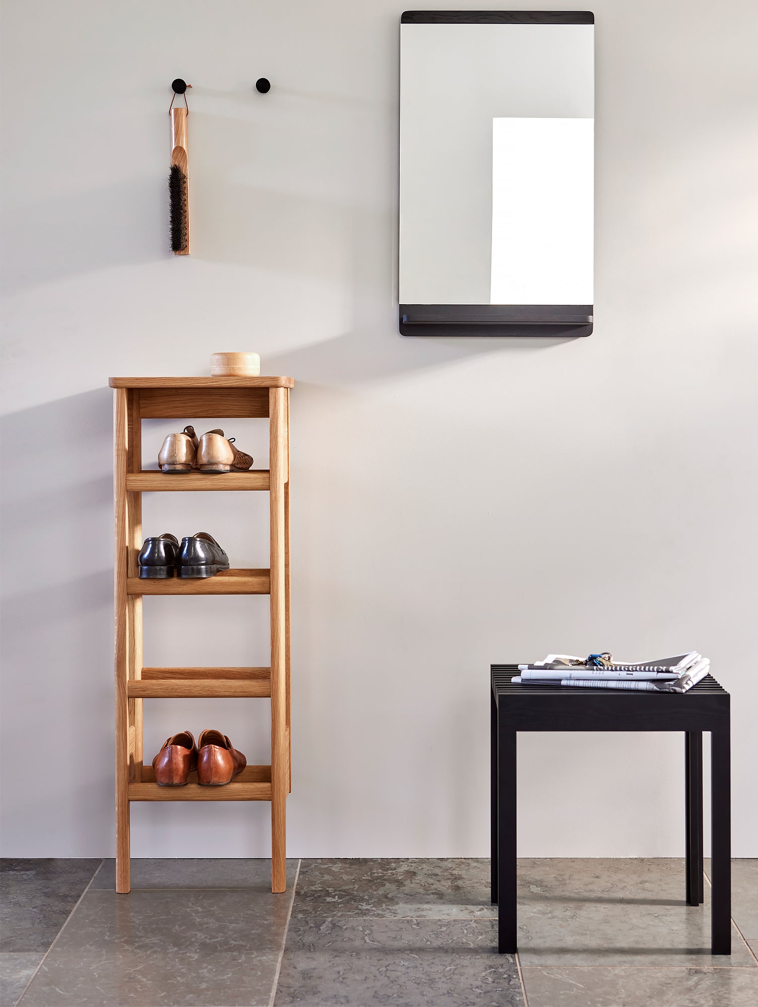 A Line Shoe Rack by Form and Refine - Oiled Oak