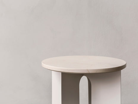Androgyne Side Table with White Crystal Marble Top by Menu