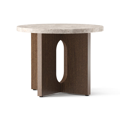 Androgyne Side Table, Ø50 - Kunis Breccia Stone Top / Dark Stained Oak Veneer Base