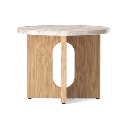 Androgyne Side Table, Ø50 - Kunis Breccia Stone Top / Natural Oak Base