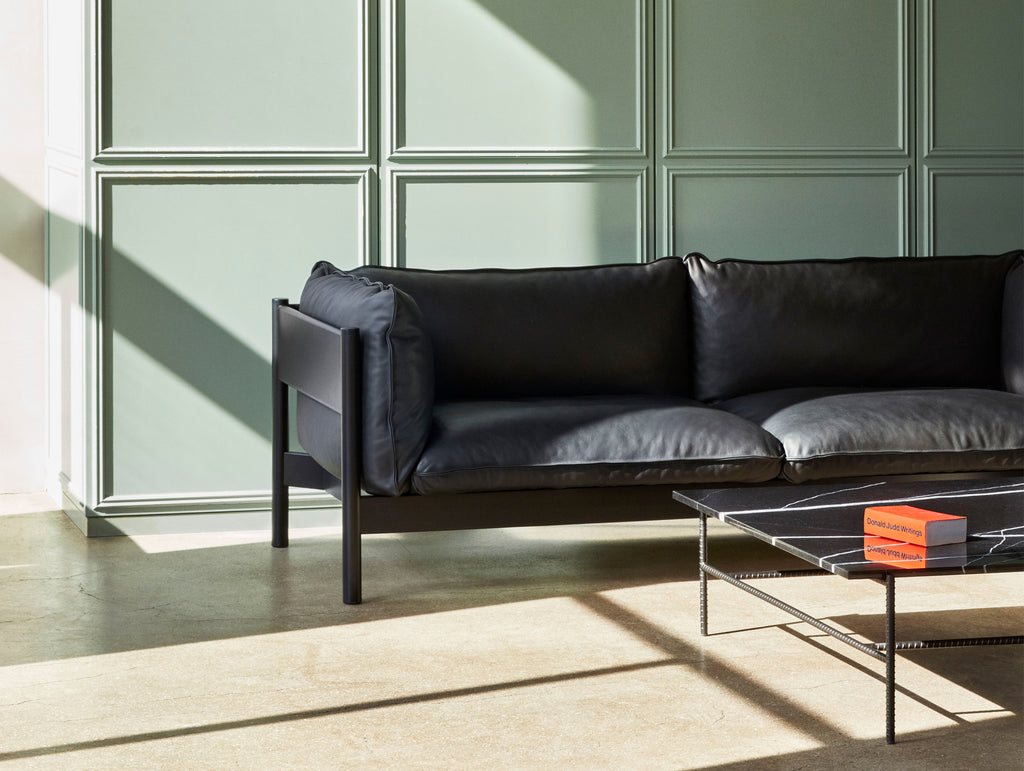 HAY Arbour Sofa / 3-Seater / Nevada Black Leather / Black Beech Frame