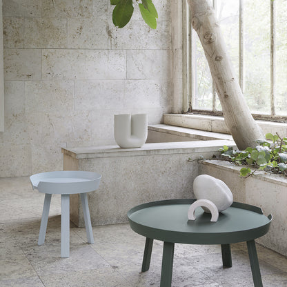 Muuto Around Table - Small in Light Blue Ash, Large in Dark Green