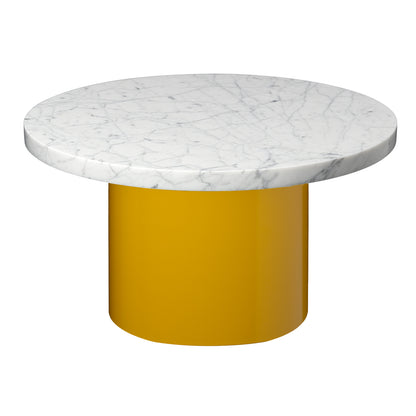 CT09 Enoki Side Table by e15 - (D55 H30 cm) Bianco Carrara Marble Tabletop  / Honey Yellow Steel Base