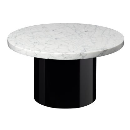 CT09 Enoki Side Table by e15 - (D55 H30 cm) Bianco Carrara Marble Tabletop  / Jet Black Steel Base