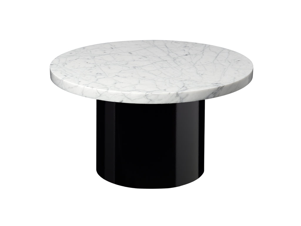 CT09 Enoki Side Table by e15 - (D55 H30 cm) Bianco Carrara Marble Tabletop  / Jet Black Steel Base