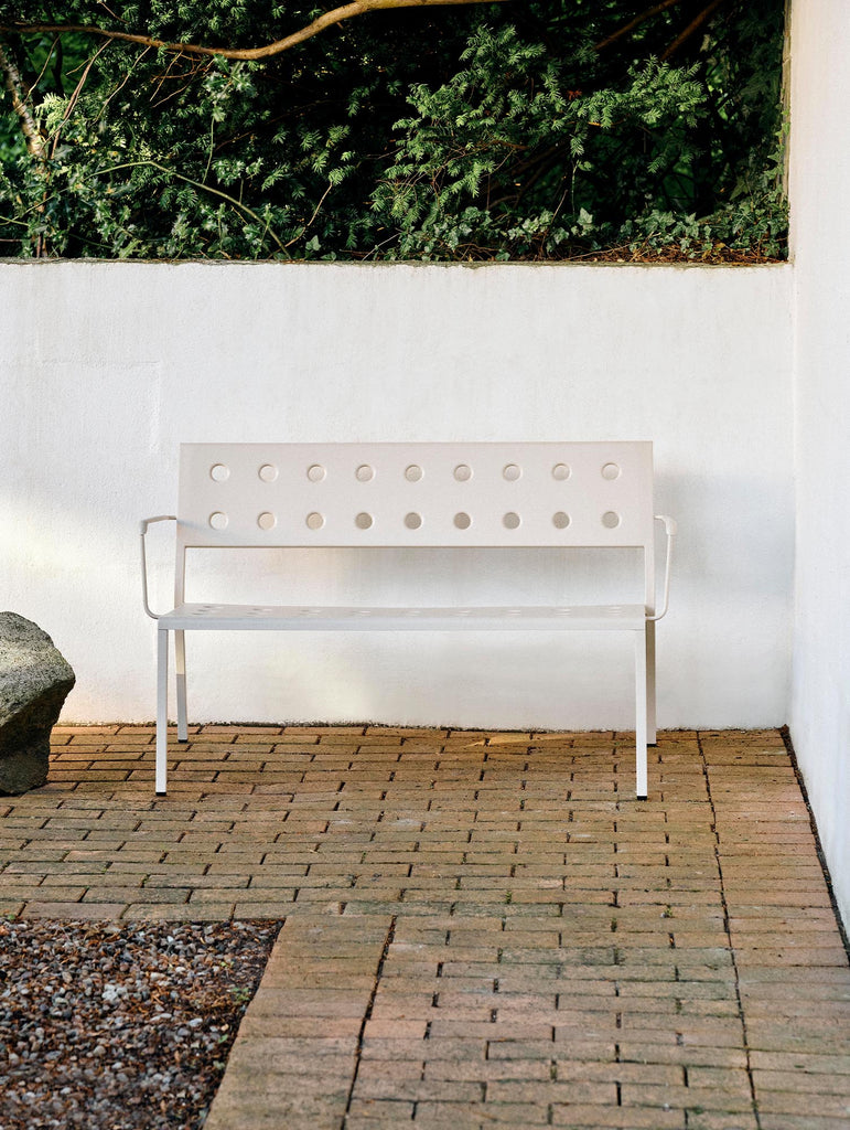 Balcony Outdoor Bench with Armrest by HAY - Chalk Beige
