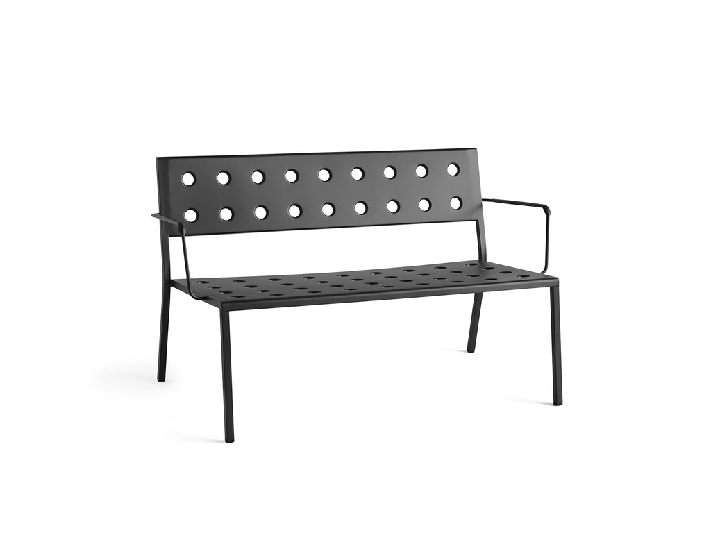 Balcony Outdoor Lounge Bench with Armrest by HAY - Anthracite