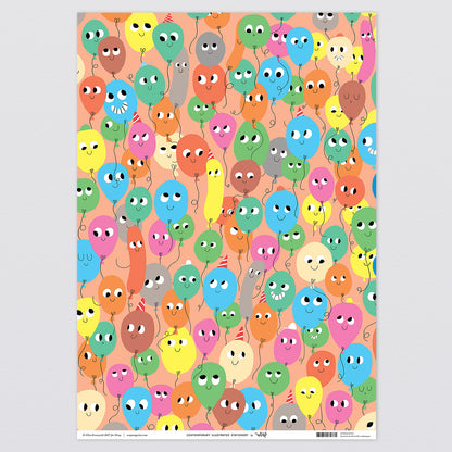 Balloons Wrapping Paper x 3 Sheets by Wrap Stationery