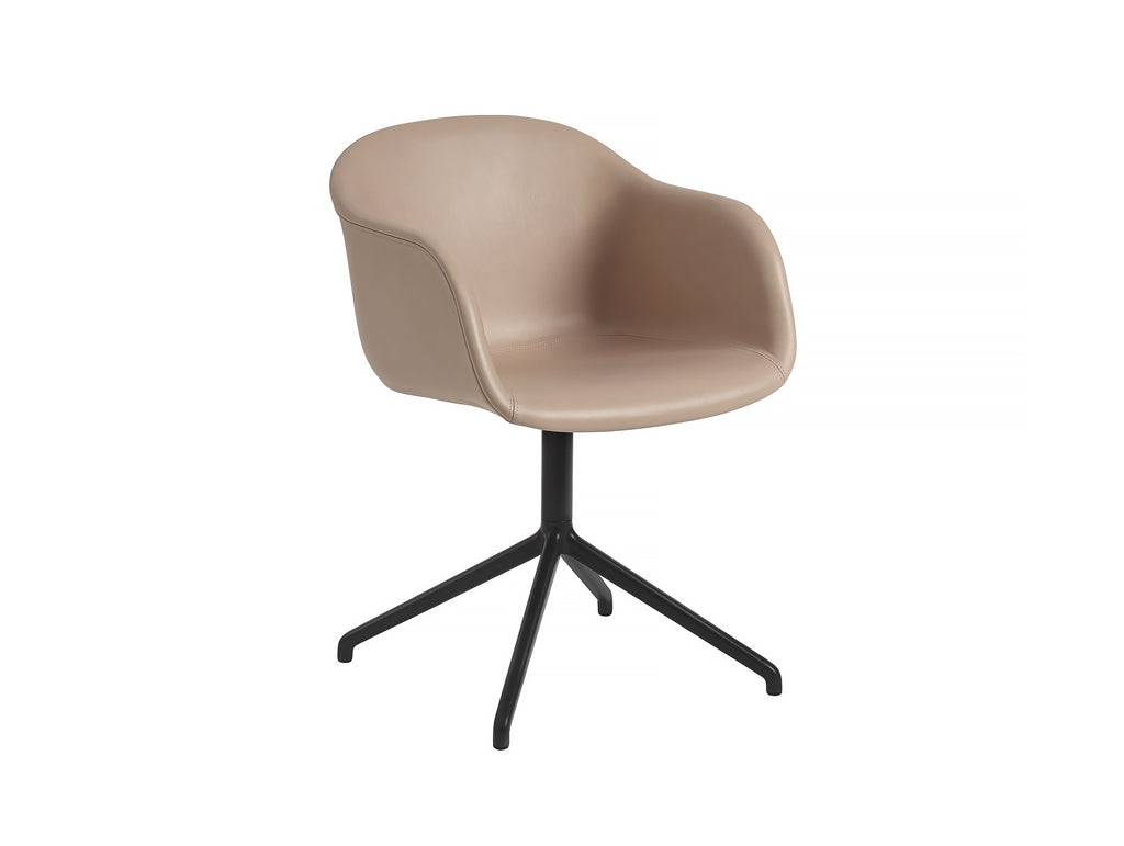 Beige Silk Leather / Black Fiber Armchair Upholstered with Swivel Base by Muuto