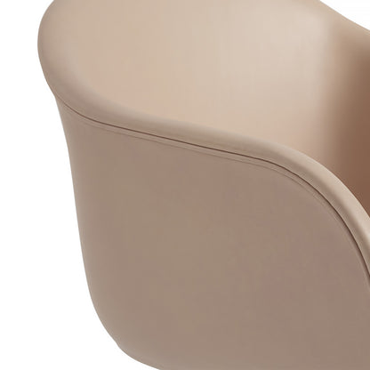 Beige Silk Leather / Black Fiber Armchair Upholstered with Swivel Base by Muuto