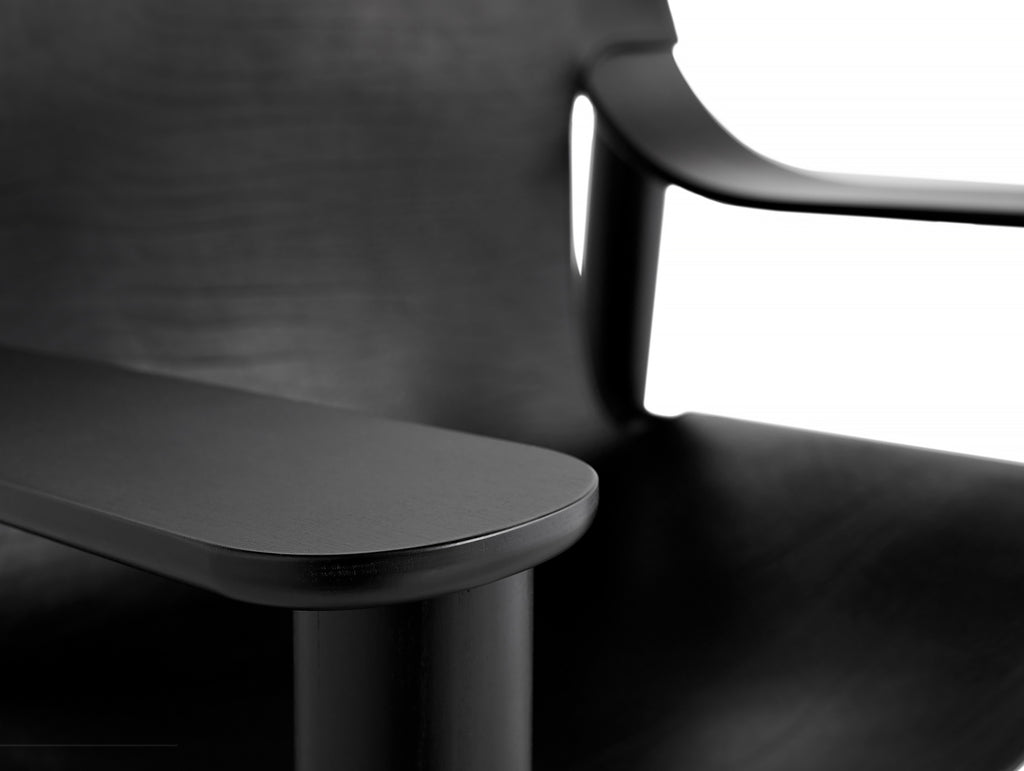 Bernard Easy Chair by HAY - Deep Black Lacquered Oak (Water-Based) / Black Leather Cover