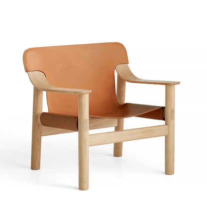 Bernard Easy Chair by HAY - Lacquered Oak (Water-Based) / Brandy Leather Cover