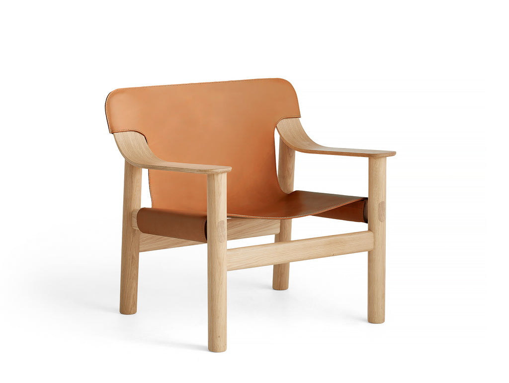 Bernard Easy Chair by HAY - Lacquered Oak (Water-Based) / Brandy Leather Cover
