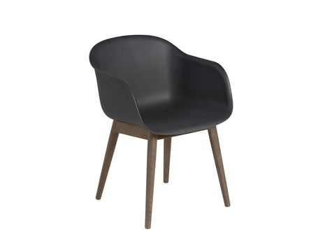 Black with Stained Dark Brown Fiber Armchair with Wood Base by Muuto