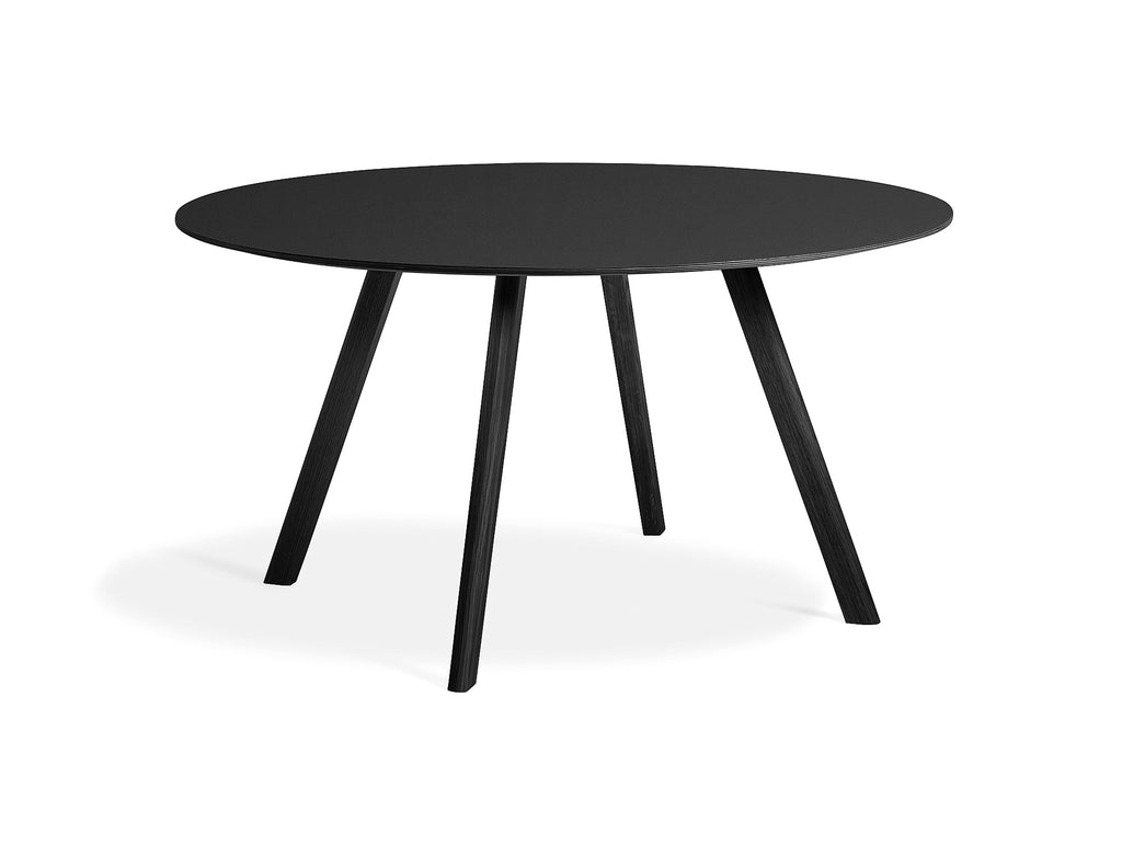 Black Stained Oak Black Linoleum Copenhague Round Dining Table CPH25 by HAY