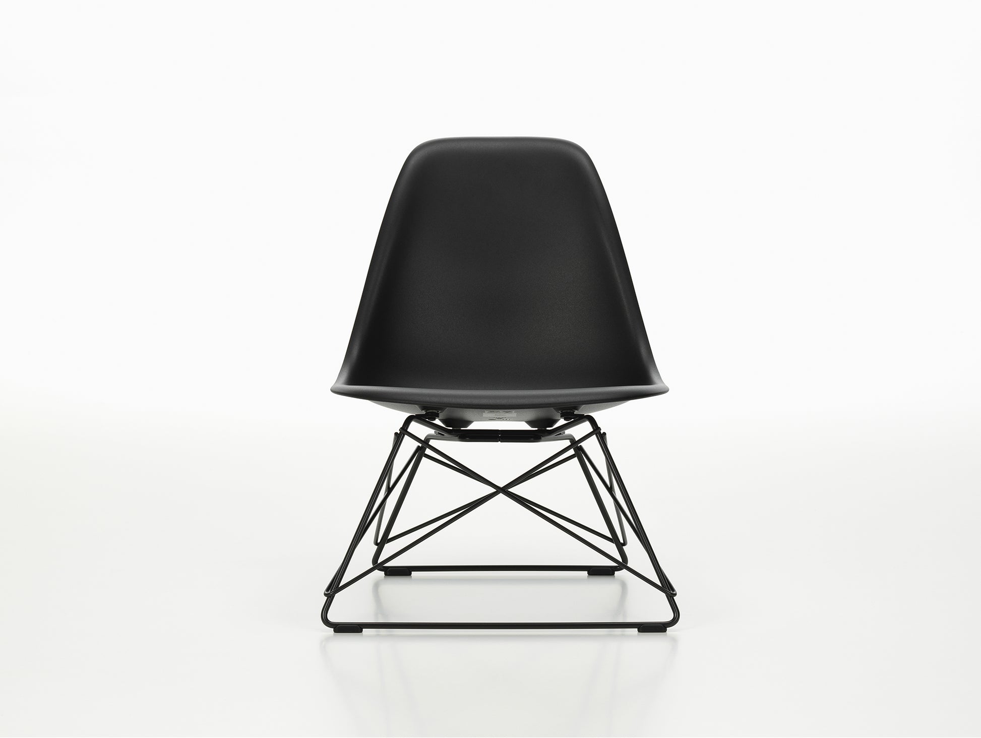 Eames LSR Plastic Side Chair by Vitra - Deep Black / Black Basic Dark Wire Base