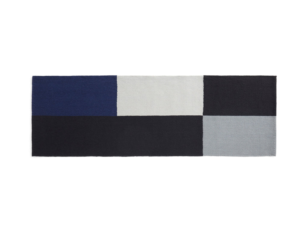 80 x 250 cm / Black and Blue / Ethan Cook Flat Works Rug by HAY