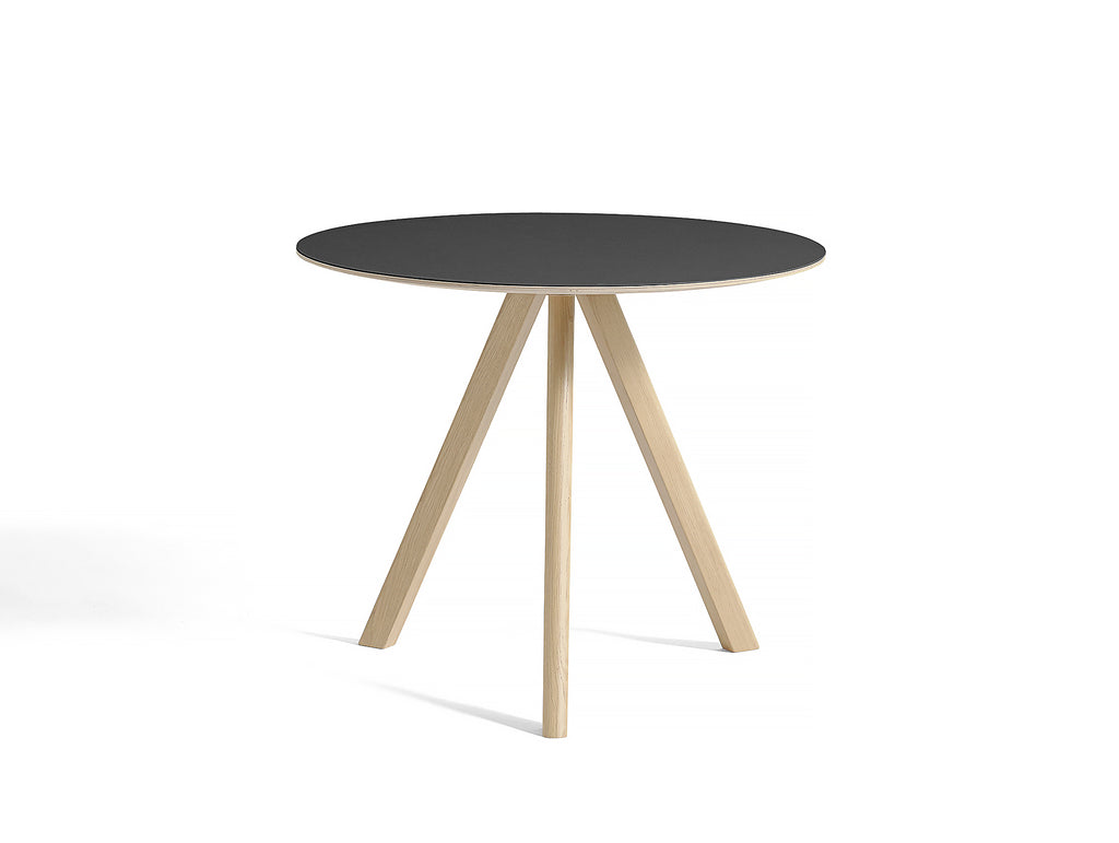 HAY CPH 20 Dining Table - Black Lino / Matt Lacquered Oak / 90 cm