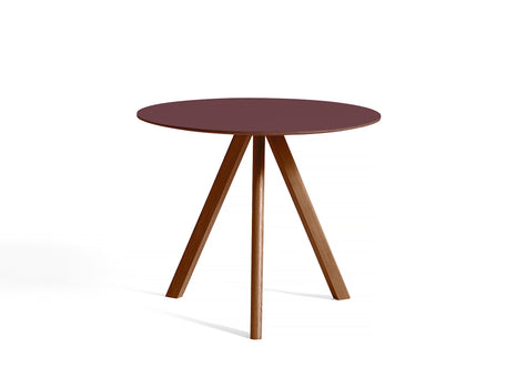 HAY CPH 20 Dining Table - Burgundy Lino / Lacquered Walnut Base / 90 cm