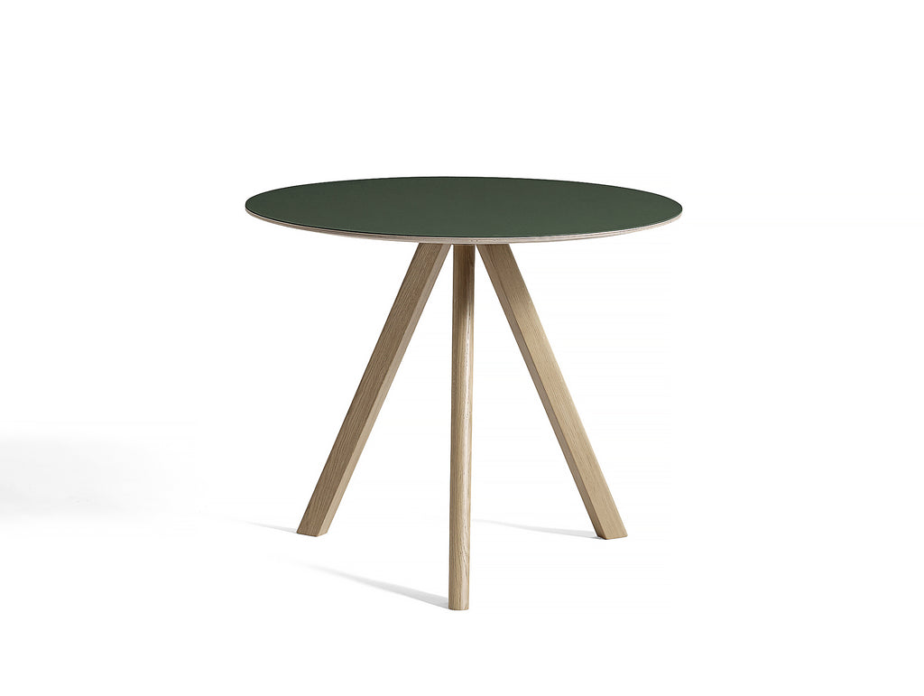 HAY CPH 20 Dining Table - Green Lino / Soaped Oak / 90 cm