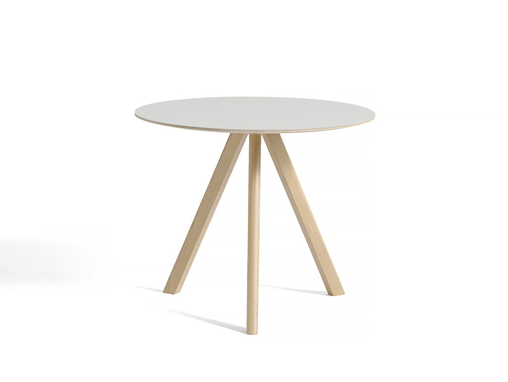 HAY CPH 20 Dining Table - Off-White Lino / Matt Lacquered Oak / 90 cm