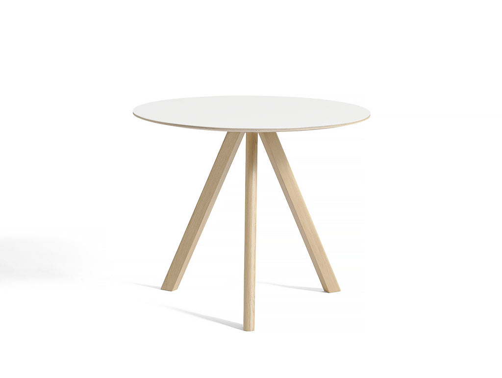 HAY CPH 20 Dining Table - White Laminate / Matt Lacquered Oak / 90 cm