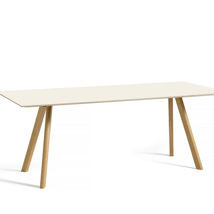 Copenhague Dining Table CPH30 by HAY / 90 x 200 cm / Off-white linoleum top / Oak base (water based lacquer).