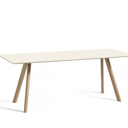 Copenhague Dining Table CPH30 by HAY / 90 x 200 cm / Off-white linoleum top / Soaped Oak base.