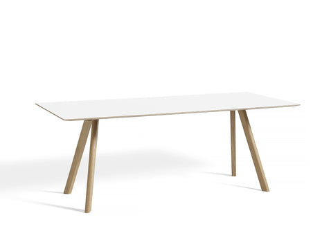 Copenhague Dining Table CPH30 by HAY / 90 x 200 cm / White laminate top / Soaped oak base
