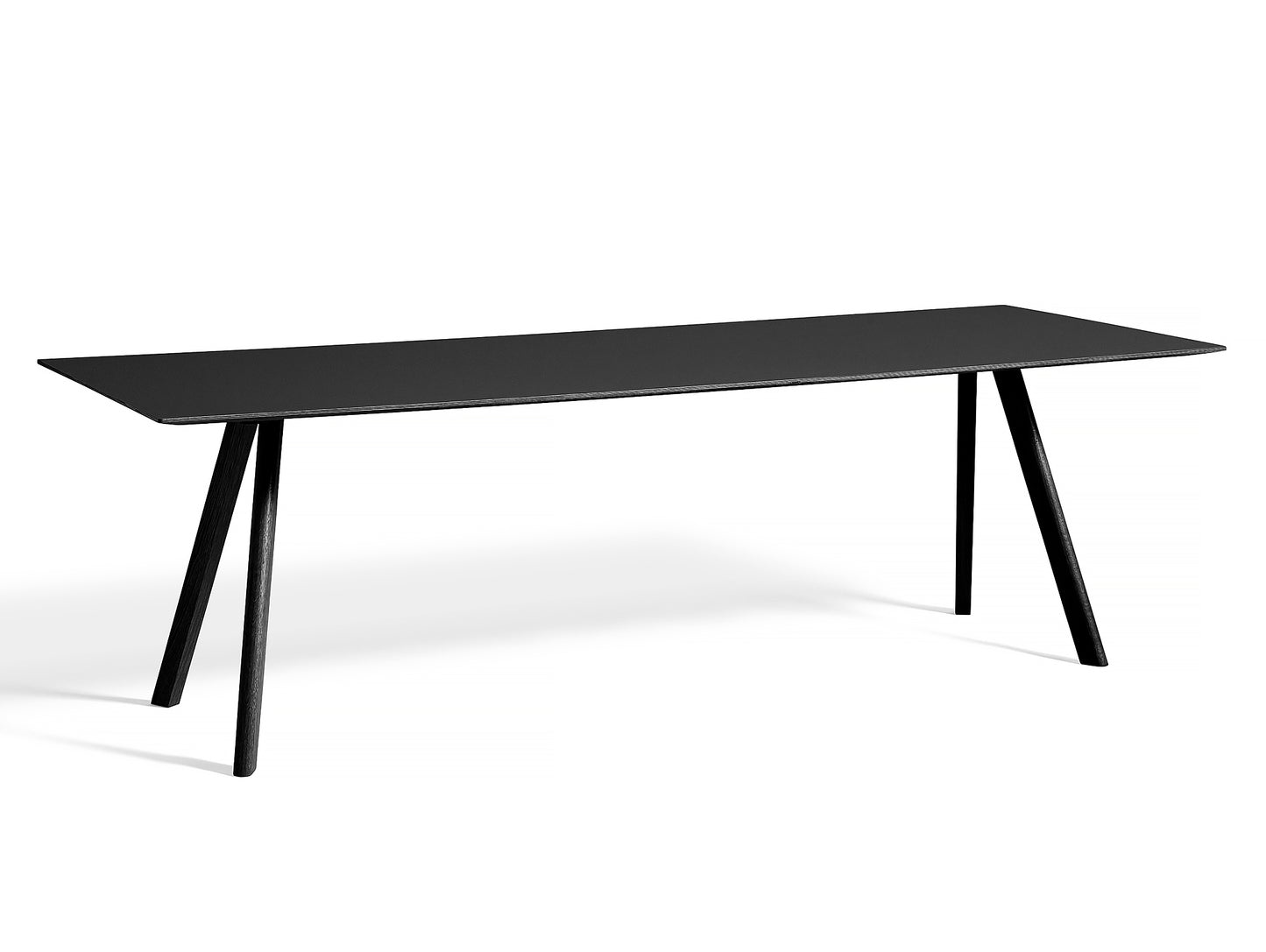 Copenhague Dining Table CPH30 by HAY / 90 x 250 cm / Black Linoleum top / Black Oak base (water based lacquer).