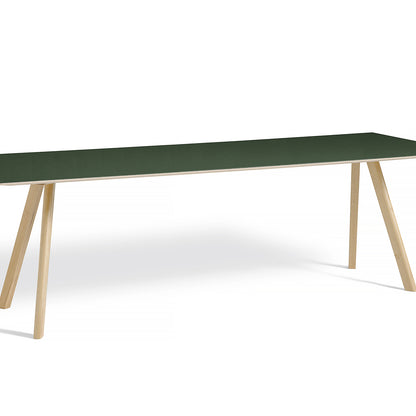 Copenhague Dining Table CPH30 by HAY / 90 x 250 cm / Green Linoleum top / Oak base (water based lacquer).