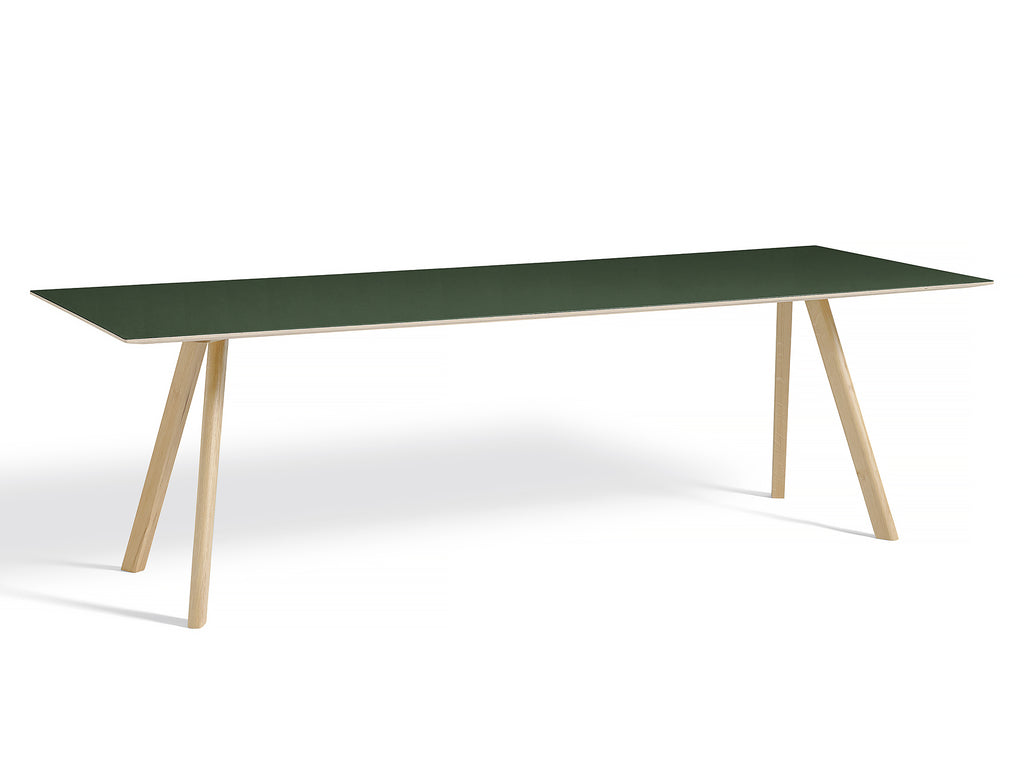 Copenhague Dining Table CPH30 by HAY / 90 x 250 cm / Green Linoleum top / Oak base (water based lacquer).