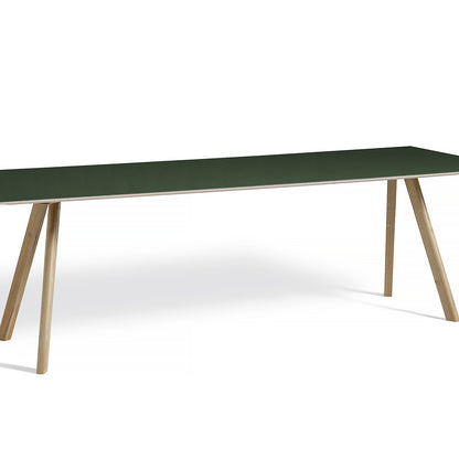 Copenhague Dining Table CPH30 by HAY / 90 x 250 cm / Green Linoleum top / Soaped Oak base.