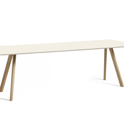 Copenhague Dining Table CPH30 by HAY / 90 x 250 cm / Off-white linoleum top / Soaped Oak base.