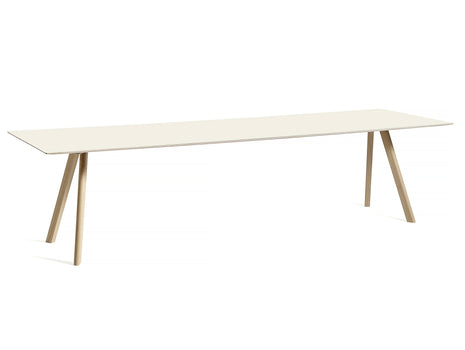 Copenhague Dining Table CPH30 by HAY / 90 x 300 cm / Off-white linoleum top / Oak base (water based lacquer).